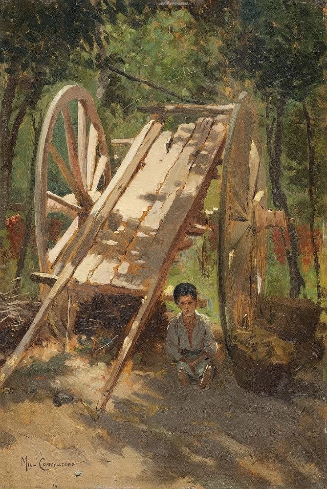 Ragazzo all'ombra del carretto